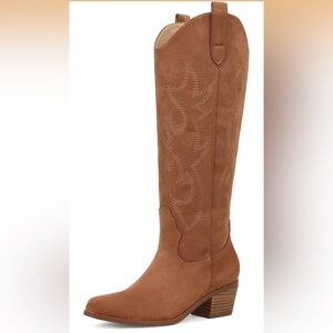 Suede cowboy boots, camel color, size 7, worn once